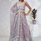 House of Panchhi Mauve Chiffon Sequins And Thread Embroidery Lehenga Choli & Dupatta | Swadesiicart