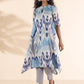 trueBrowns Blue Cotton Ikat Flared Kurta Pant Set | Swadesiicart