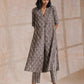 trueBrowns Clay Dabu Zig-Zag Motifs Print Cotton Kurta Pant Set | Swadesiicart