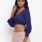 trueBrowns Blue Gathered Sleeve Top | Swadesiicart