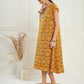InWeave Women's Haldi Yellow Mughal Kalamkari A Line Dress - Swadesiicart