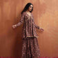 trueBrowns Brown Print Sharara Set | Swadesiicart