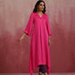trueBrowns Pink Modal Boxpleat Kurta Set | Swadesiicart