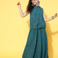 InWeave Women's Teal Lurex Top With Flared Pallazo - Swadesiicart