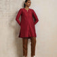 trueBrowns Red Silk Kurta Co-ord Set - Swadesiicart