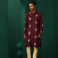 trueBrowns Men's Wine Geometric Viscose Silk Long Kurta | Swadesiicart