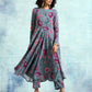 trueBrowns Grey Printed Velvet Anarkali Kurta | Swadesiicart