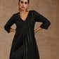 trueBrowns Black Gold Cotton Angrakha Kurta Set | Swadesiicart