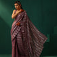 trueBrowns Mauve Cotton Silver Lurex Striped Ready to Wear Saree | Swadesiicart