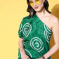 InWeave Women's Green Bandhani Motif One Shoulder Palazzo Set - Swadesiicart