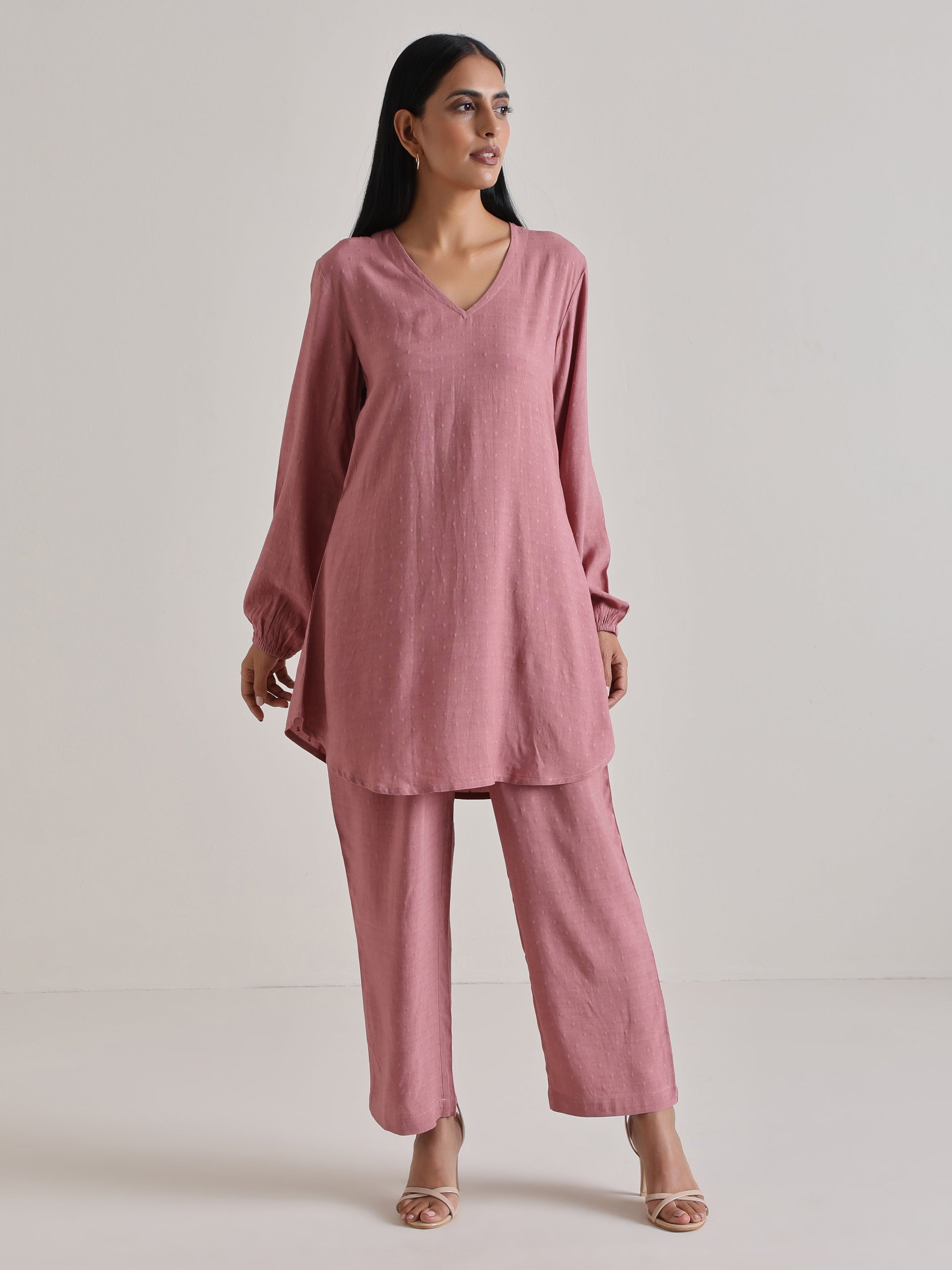 trueBrowns Mauve Short Co-Ord Set - Swadesiicart