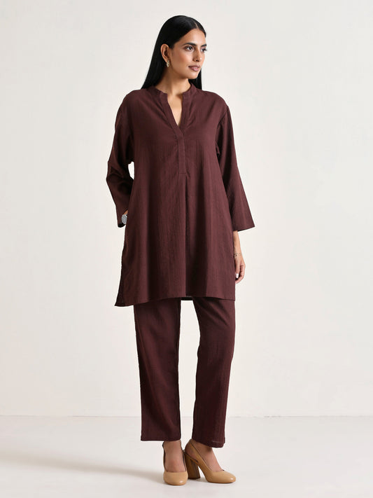 trueBrowns Cola Brown Relaxed Fit Co-Ord Set - Swadesiicart
