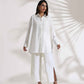 trueBrowns White Cotton Check Shirt Co-ord Set - Swadesiicart