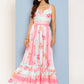 Ahalyaa Striped Floral Print Crepe Maxi Ethnic Dress | Swadesiicart