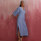 trueBrowns Sky Blue Cotton Dobby Dress | Swadesiicart