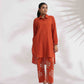 trueBrowns Orange Cotton Solid Shirt Kurta Co-ord Set - Swadesiicart
