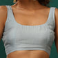 trueBrowns Powder Blue Muslin Silk Scoop Neck Sleeveless Blouse | Swadesiicart