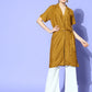 InWeave Women's Camel Brown Cream Naroow Pant Coord Set - Swadesiicart