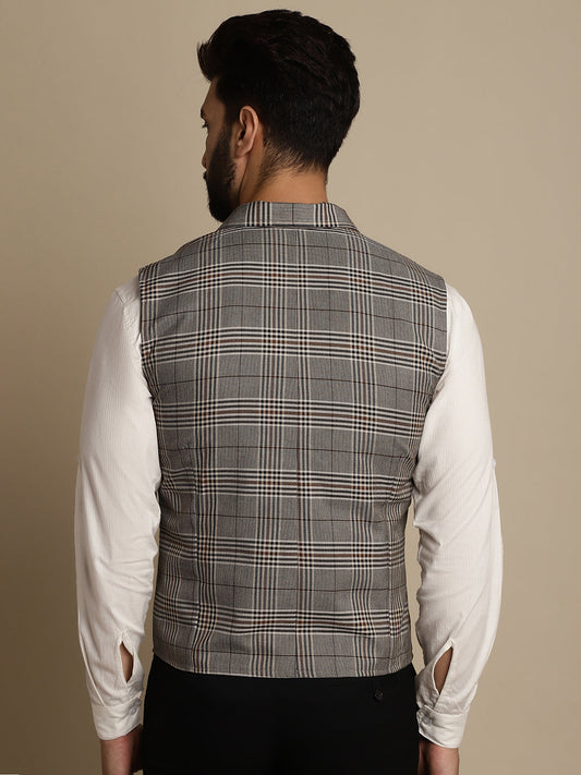 Even Apparels Men's Brown Waistcoat with Notched Lapel | Swadesiicart
