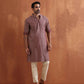 trueBrowns Men's Purple Cotton Dobby Kurta | Swadesiicart