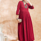 InWeave Women's Maroon Chikankari Long Anarkali Kurta Sharara Set - Swadesiicart