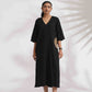 trueBrowns Black Cotton Embroidered Dress | Swadesiicart