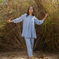 trueBrowns Light Blue Cotton Dobby Flared Co-ord Set - Swadesiicart
