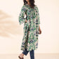 trueBrowns Green Cotton Ikat Flared Kurta Pant Set | Swadesiicart
