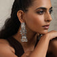 trueBrowns Silver Tone Floral Jhumka Earrings - Swadesiicart