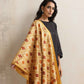 trueBrowns Mustard Embroidered Woollen Stole | Swadesiicart