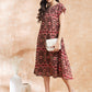 InWeave Women's Wine Ikkat Print A Line Dress - Swadesiicart