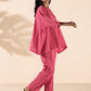 trueBrowns Pink Cotton Dobby Oversized Co-ord Set - Swadesiicart