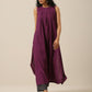 trueBrowns Plum Purple Slub Texture Sleeveless Kurta Pant Set | Swadesiicart