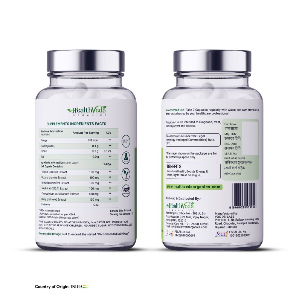 Health Veda Organics Performance Timer Veg Capsules For Men | Swadesiicart