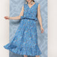 InWeave Women's Sapphire Blue Floral Paisley Print Long Frill Dress - Swadesiicart