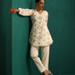 trueBrowns Ivory Peach Cotton V-Neck Co-Ord Set - Swadesiicart