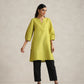 trueBrowns Green Cotton Blend Short Kurta | Swadesiicart