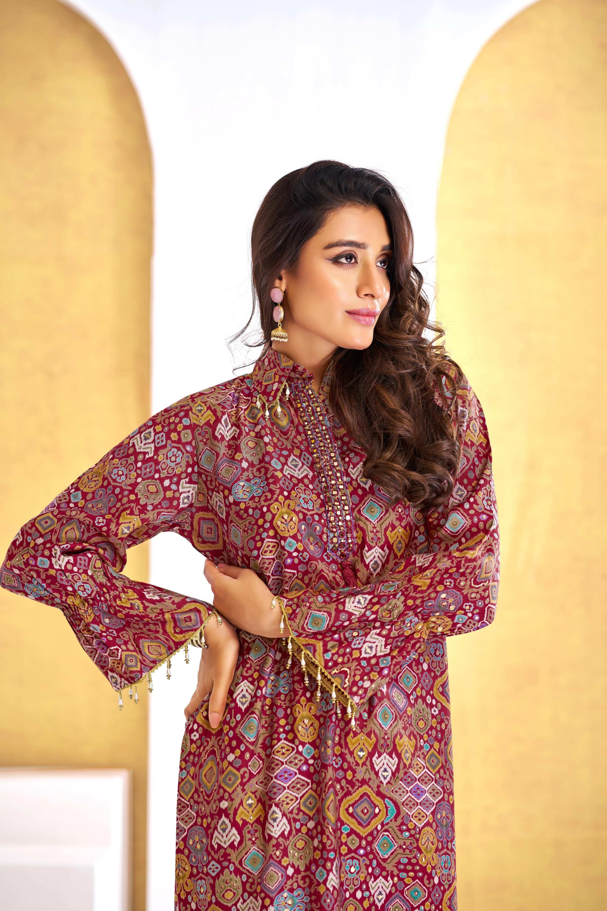 BulBul Pratiksha Red Co-Ord Set - Swadesiicart