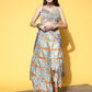 InWeave Women's Blue Orange Paisley Print Coord Set - Swadesiicart