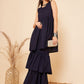 InWeave Women's Navy Blue Lace Work Double Layer Sharara Set - Swadesiicart