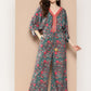 Ahalyaa Printed Basic Jumpsuit with Lace Inserts | Swadesiicart