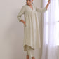 trueBrowns Light Grey Slub Gathered Kurta Pant Set | Swadesiicart