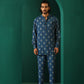 trueBrowns Men's Blue Floral Muslin Silk Printed Co-ord Set - Swadesiicart