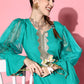InWeave Women's Aqua Organza Sleeve Gota Work Kurta Set - Swadesiicart