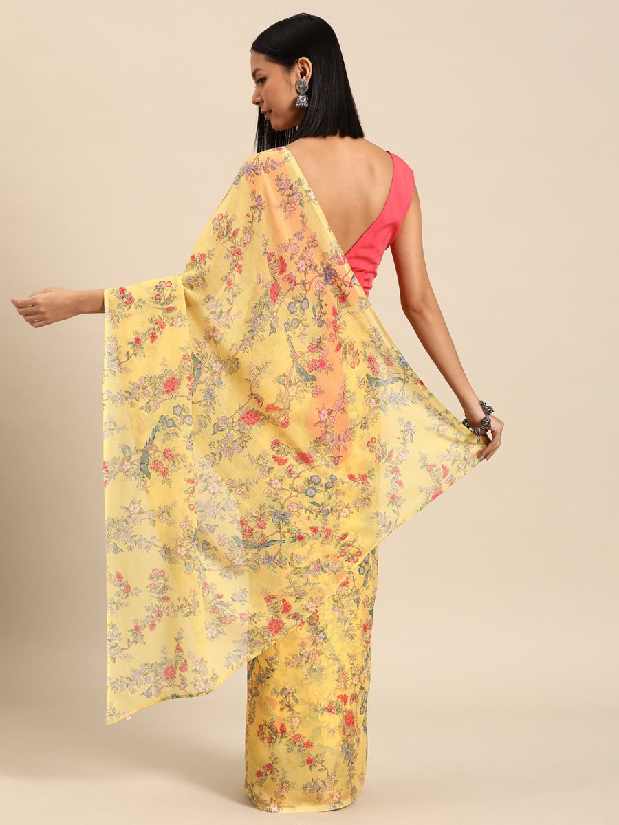 Ahalyaa Floral Poly Chiffon Saree | Swadesiicart