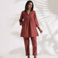 trueBrowns Pink Slub Pleated Co-ord Set - Swadesiicart
