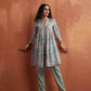 trueBrowns Green Print Flared Kurta Co-ord Set - Swadesiicart