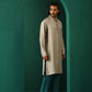trueBrowns Men's Grey Silk Long Kurta | Swadesiicart