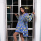 Noroke Cupro Muslin Blue Pottery Tunic Dress | Swadesiicart