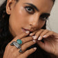 trueBrowns Silver Tone Stone Ghungroo Ring | Swadesiicart